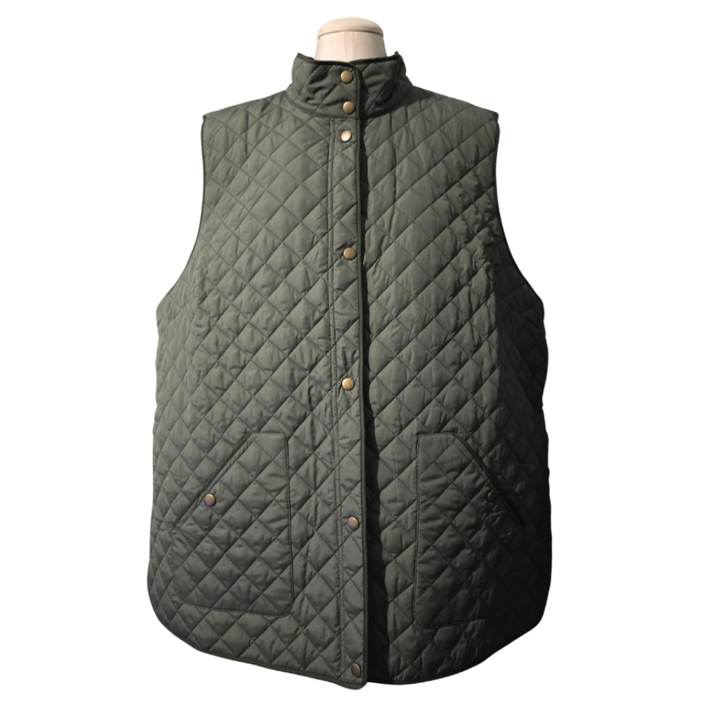 Lands’ End Primaloft Quilted Hunter Green Vest Plus Size 3X Layering Outdoor NWT